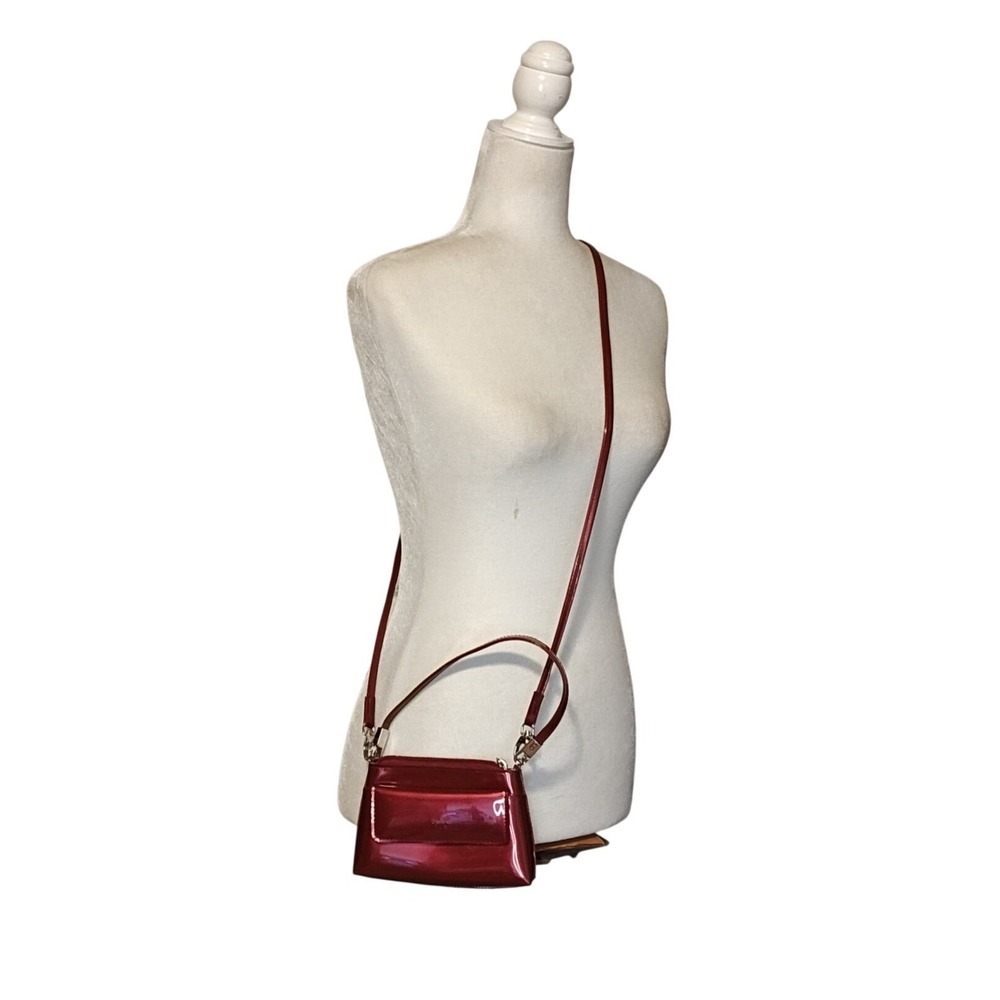 Beijo Crossbody Bag Womens Small Red Patent Faux Leather Metallic Mini Zip Purse